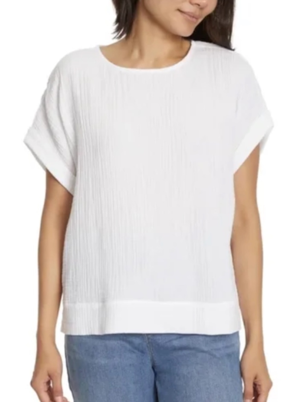 Gloria Vanderbilt Womens Cotton Gauze Short Sleeve Pullover Top XS